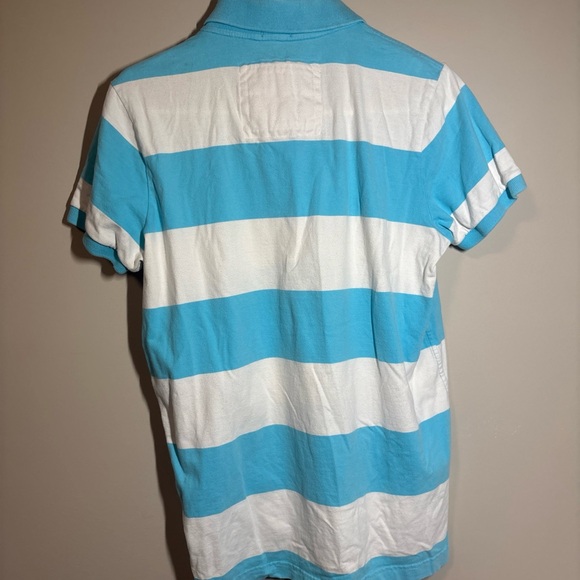 Abercrombie & Fitch Aqua and White Striped Polo - Picture 6 of 8